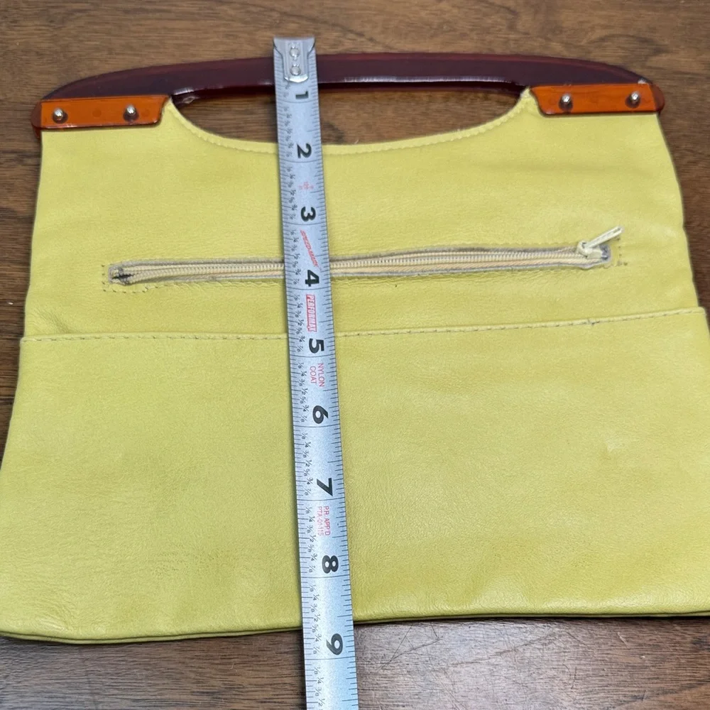 70s Vintage Roger Gimlet Foldable Lucite Yellow Leather Envelope Clutch Bag
